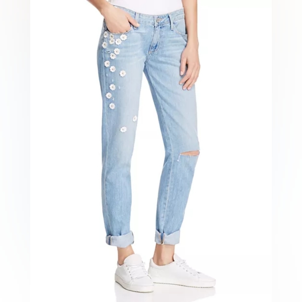 5/$100 PAIGE Brigitte Boyfriend Jeans in Studded Daisy